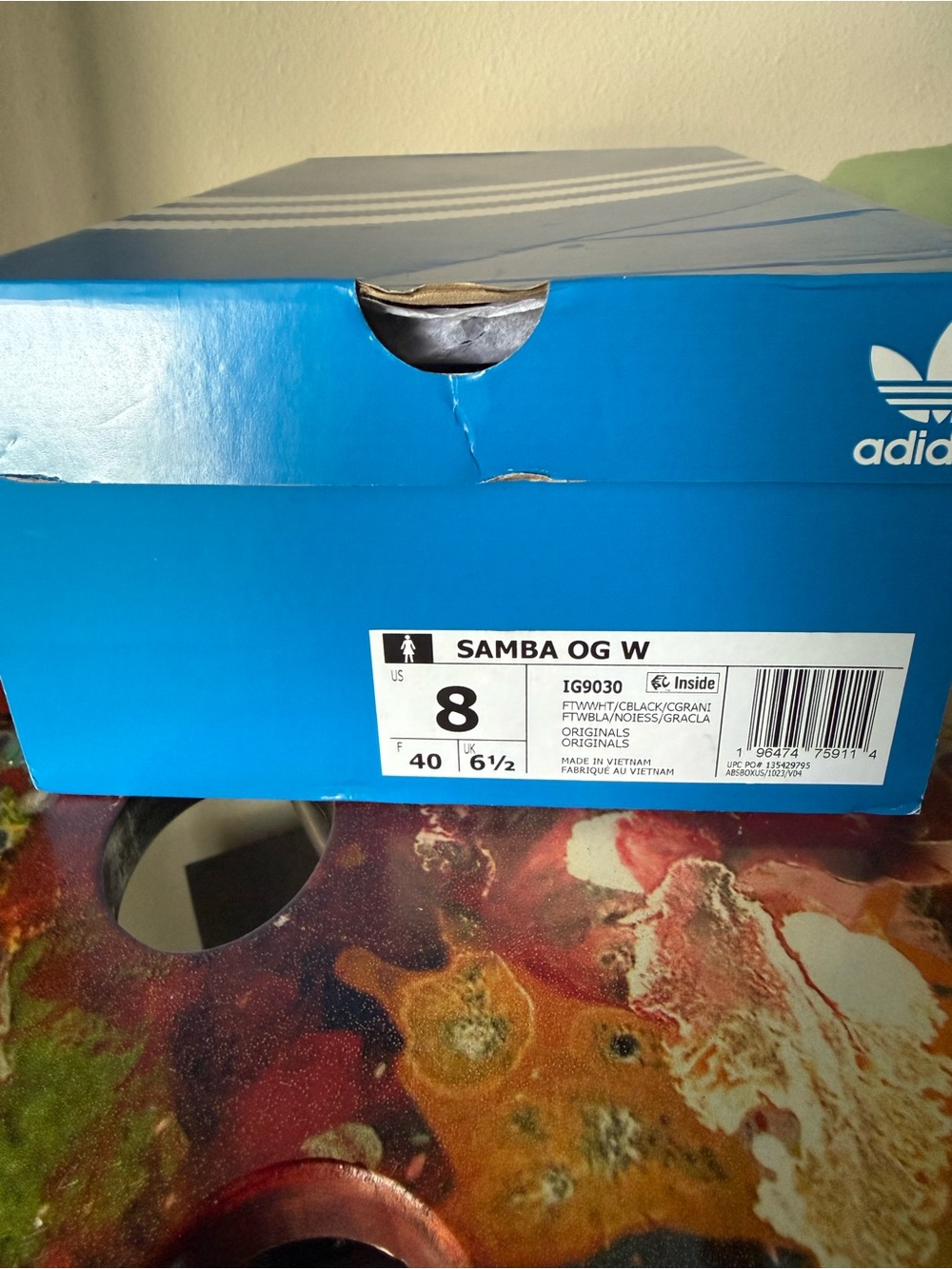 adidas Samba OG W Shoe Box - Blue with White Logo Size 8